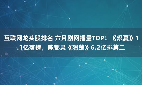 互联网龙头股排名 六月剧网播量TOP!《炽夏》1.1亿落榜,陈都灵《翘楚》6.2亿排第二